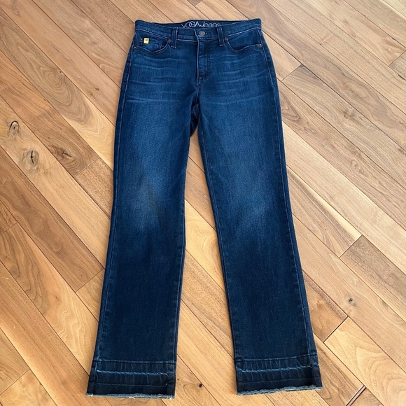 YOGA jeans, classic rise, straight leg, cropped, stretch, dark blue, size small - Picture 3 of 14